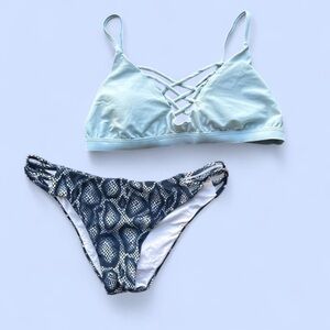 Light Blue and Snakeskin Pattern Bikini